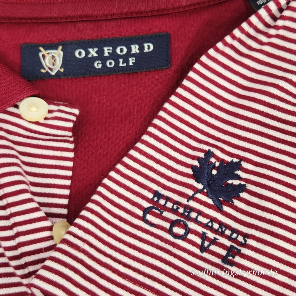 Oxford Golf Polo Shirt Striped Short Sleeve Golf‎ Casual XL